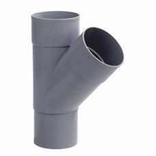 DYKA T-STUK 45°, PVC, 2X INW LIJM, 1X VERJ SPIE, GRIJS, 80MM