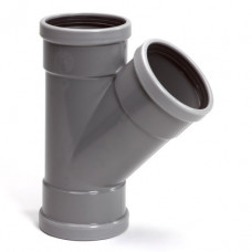 WAVIN T-STUK 45°, PVC, 3X MANCHET, GRIJS, KOMO, SN4, 125 MM
