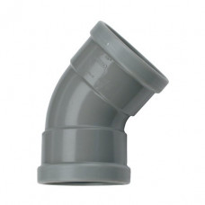WAVIN BOCHT 45°, PVC, 2X MANCHET, GRIJS, KOMO, SN4, 125 MM